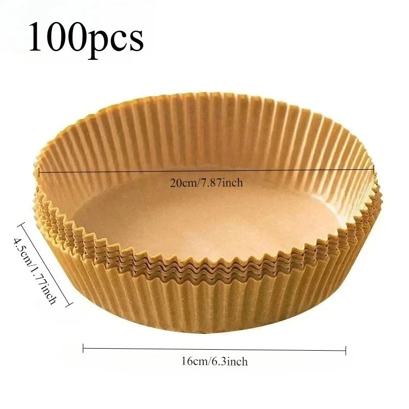 Papier Cuisson Air Fryer, pour Friteuse sans Huile, 100 Unités