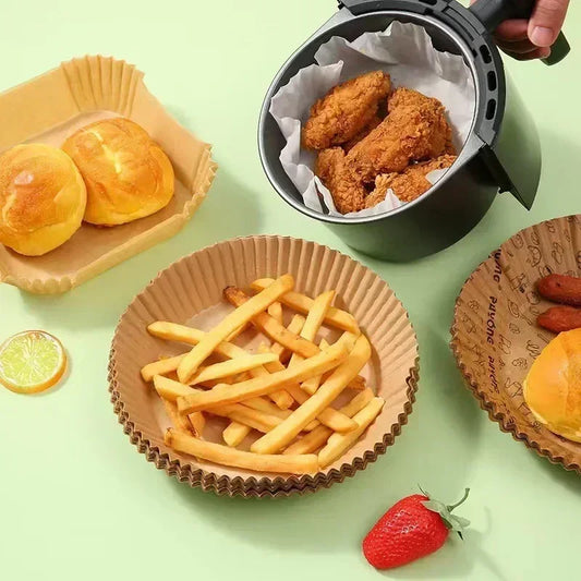 Papier Cuisson Air Fryer, pour Friteuse sans Huile, 100 Unités