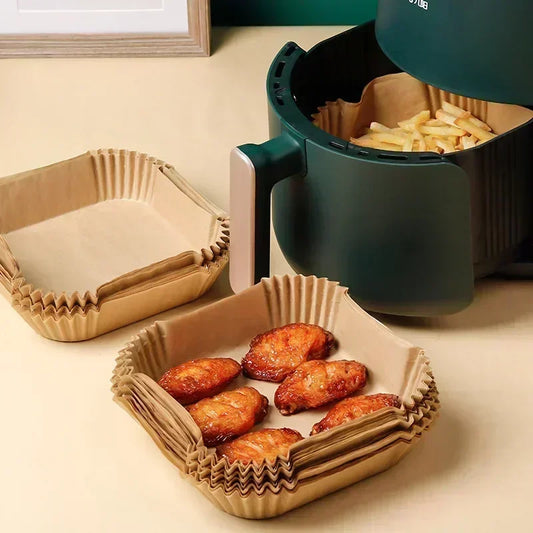 Papier Cuisson Air Fryer, pour Friteuse sans Huile, 100 Unités